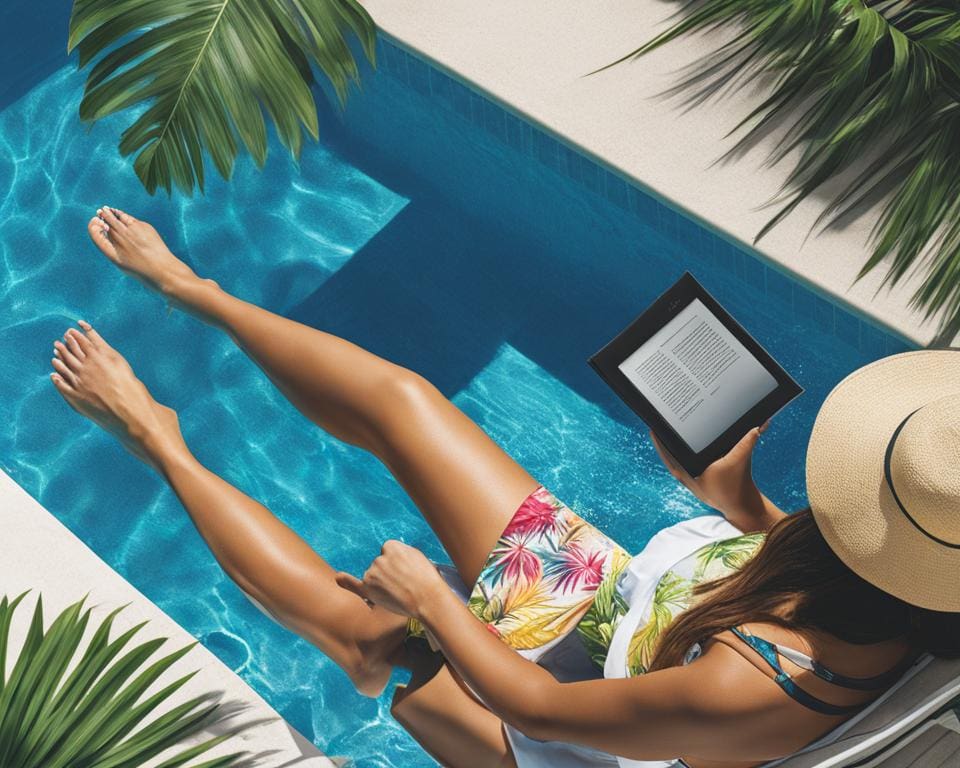 Waterbestendige E-Reader bij het zwembad