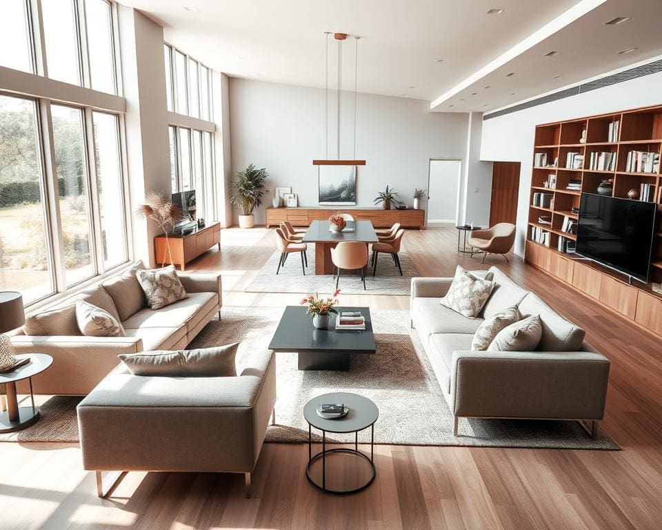 Wat zijn fijne indelingen voor een grote woonkamer?