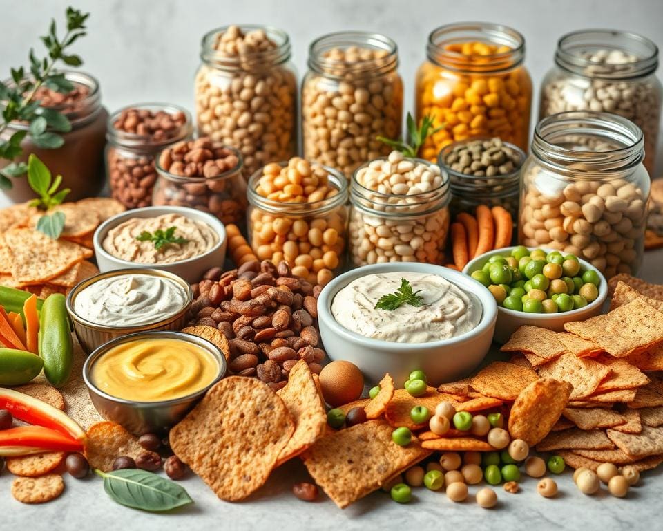 Wat zijn voedzame snacks met bonen of peulvruchten?