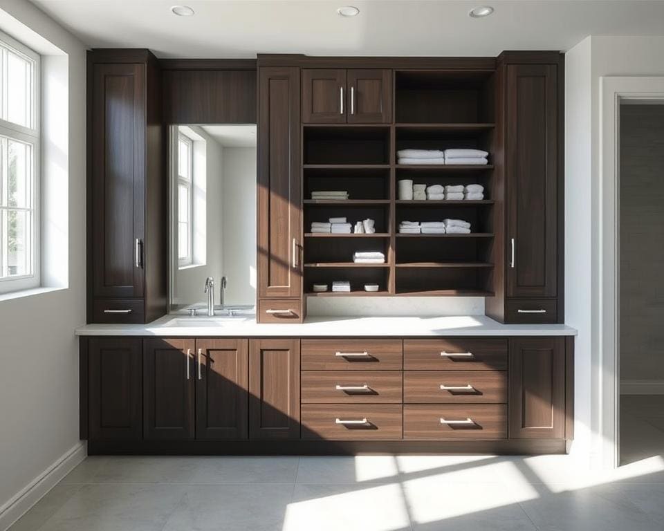 Minimalistische badkamermeubels met veel opbergruimte