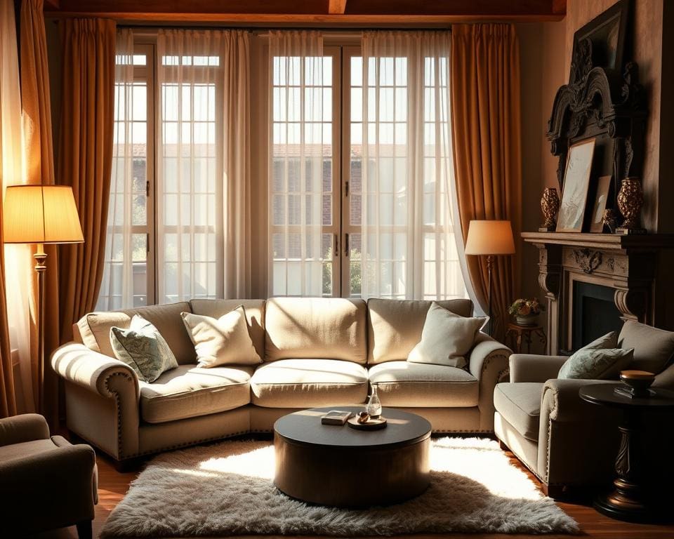 Een zithoek die warmte en comfort uitstraalt