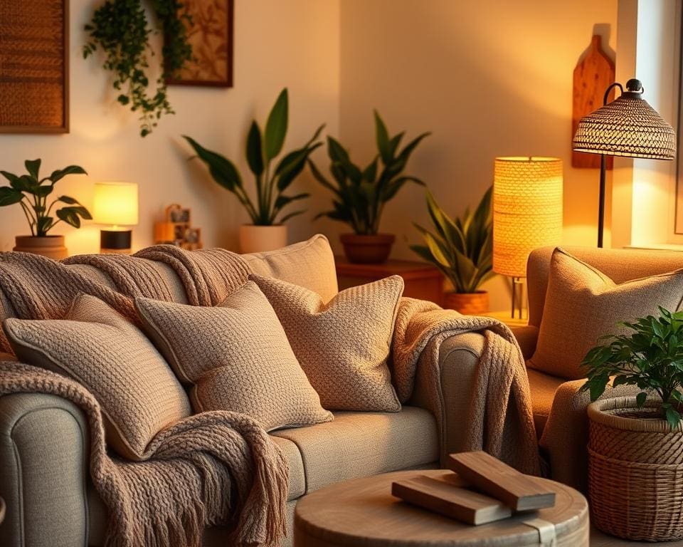decoratie kussens plaids verlichting sfeer