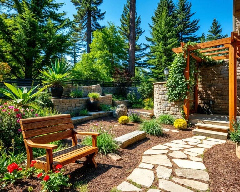 Hoe combineer je hout en steen in de tuin?