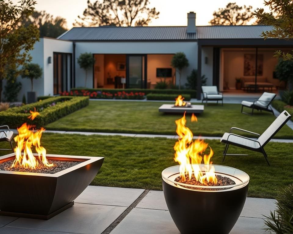 vuurkorven moderne tuin
