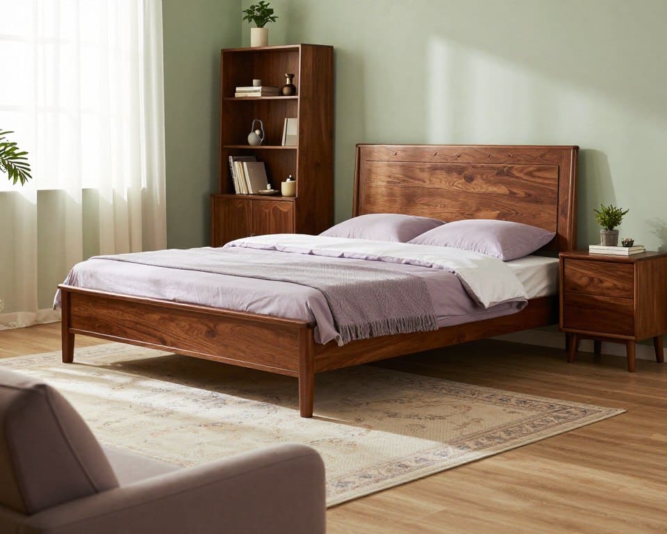 slaapkamer met donker hout